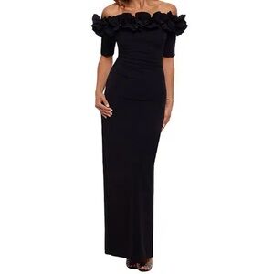 Elegant Black Ruffled Women's dress